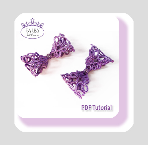 Purple 3D Tatting Bow, Tatting Pattern, Needle Tatting, Shuttle Tatting, FairyLacefromElena, PDF Tutorial, Handmade Lace Bow