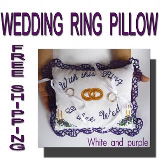 Wedding ring pillow purple