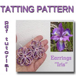 Earrings Iris tatting pattern