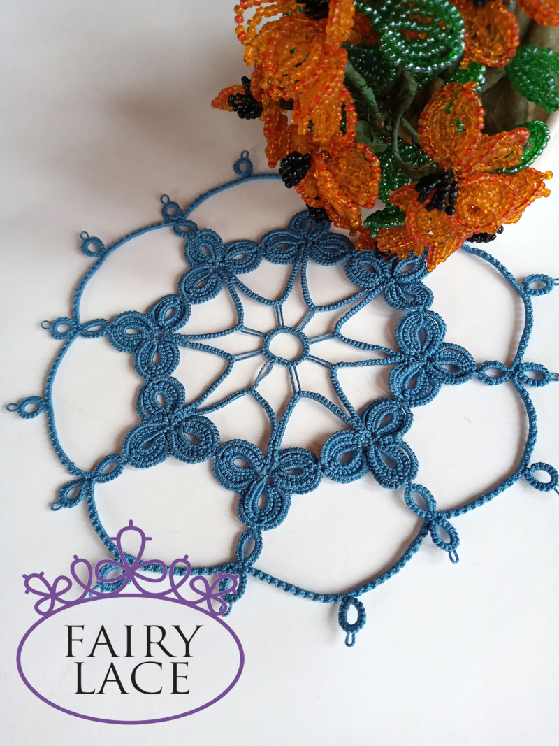 Graphic diagram of the Honeycomb tatting doily, the chosen winner’s name for the lace pattern by FairyLacefromElena