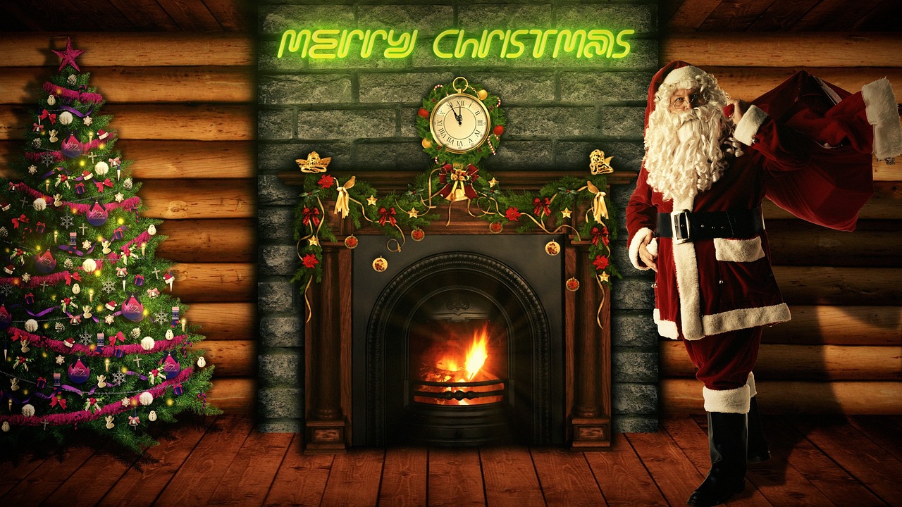Christmas tree, Santa Claus and fireplace, festive mood for Instant Christmas Gift for tatters by FairyLacefromElena