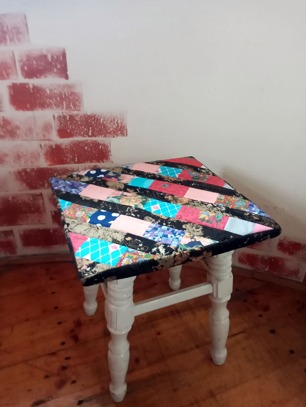 Stool pad from fabric scraps