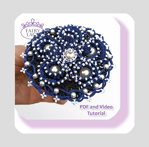 Elegant lace brooch in tatting technique, inspired by marine style. Perfect for handmade lovers and vintage accessory collectors.
